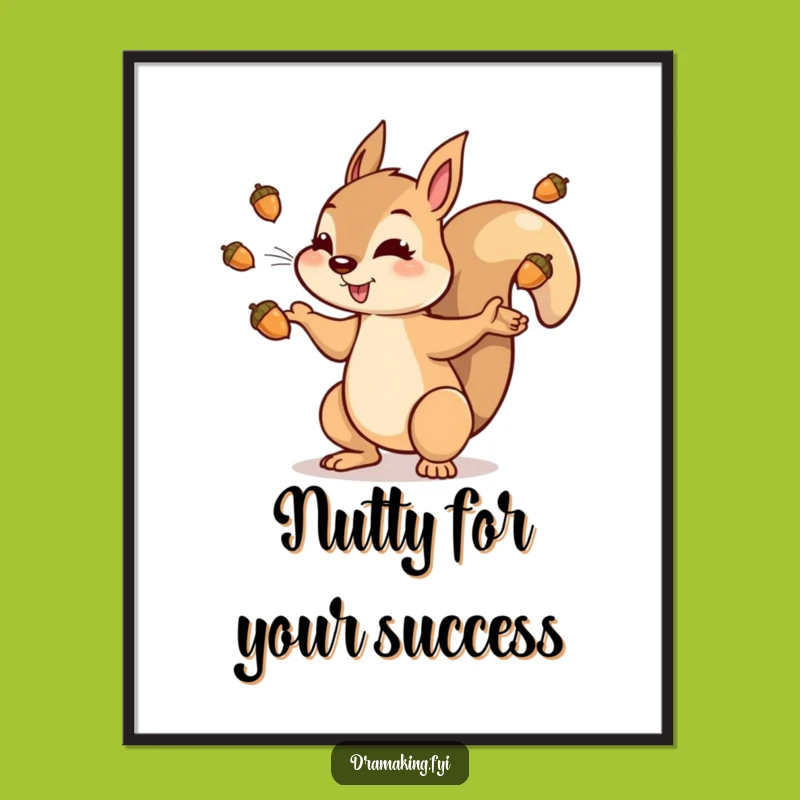Free Printable Squirrel Acorn Art: Funny Downloadable Energetic Decor