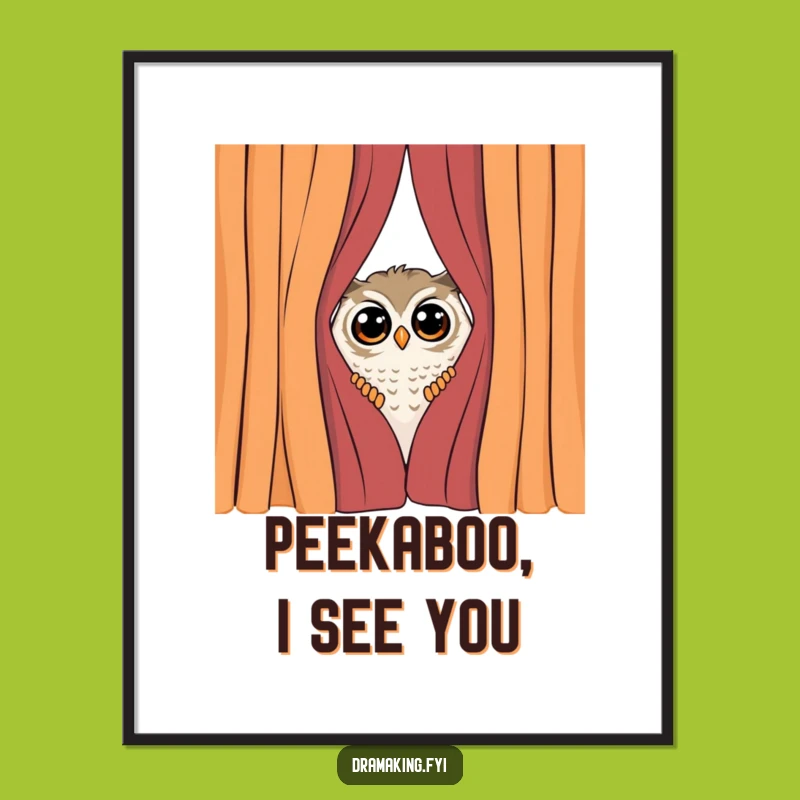 Free Printable Wall Art: Shy Owl Peeking Funny Downloadable Decor