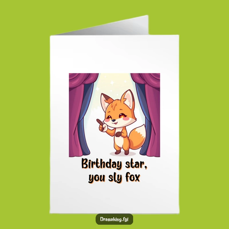 Free Printable Birthday Card: Playful Fox, Funny Downloadable Gift for Performers