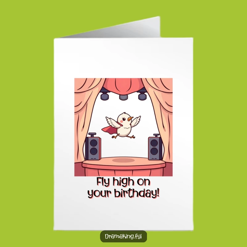 Free Printable Funny Bird Birthday Card: Superhero Leap Digital Download Gift