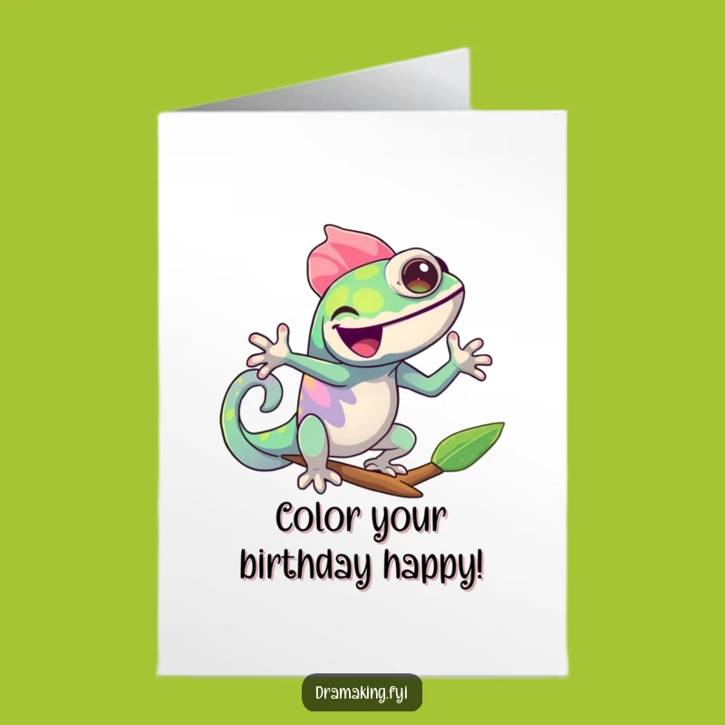 Free Printable Birthday Card: Chameleon Color Burst - Hilarious Downloadable Gift