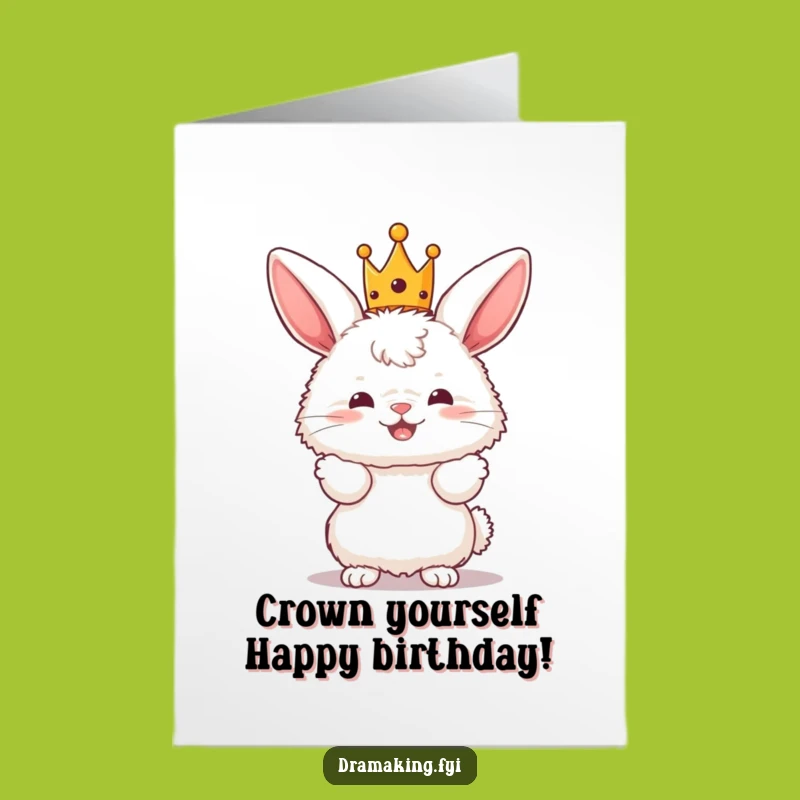 Free Printable Birthday Card: Crowned Bunny Pose, Funny DIY Downloadable Gift