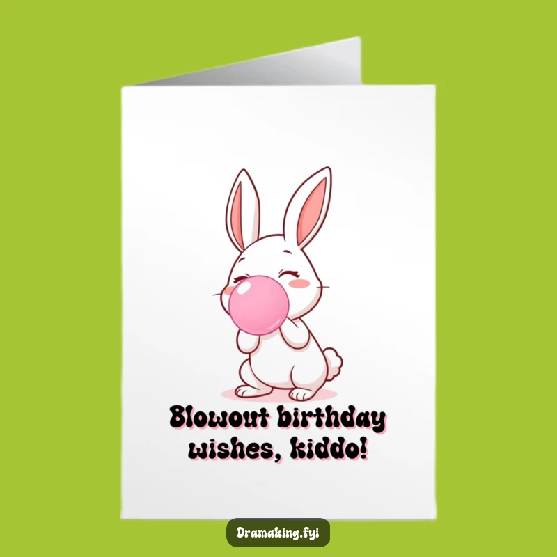 Free Printable Birthday Card: Funny Rabbit Blowing Bubblegum, Perfect Downloadable Gift!