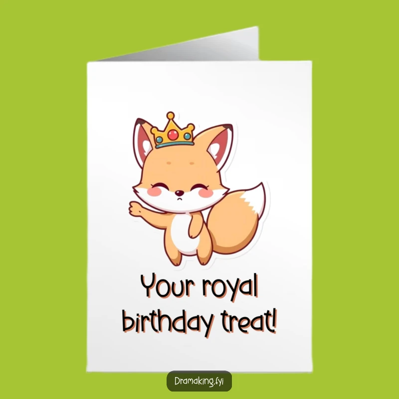 Free Printable Birthday Card: Regal Fox Crown Funny Downloadable Gift