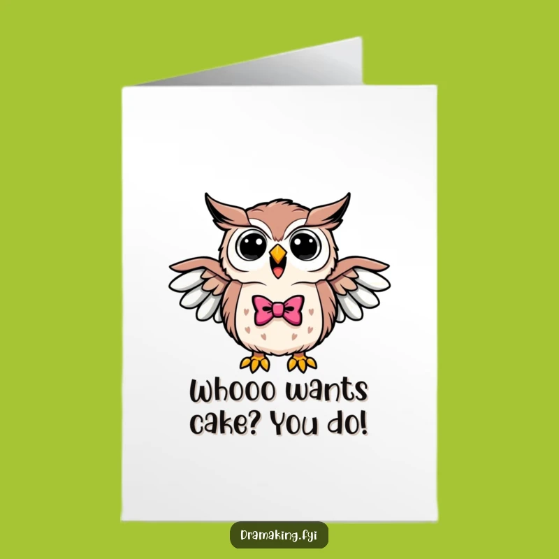 Free Printable Birthday Card: Triumphant Owl Bowtie - Loud Funny Downloadable Gift