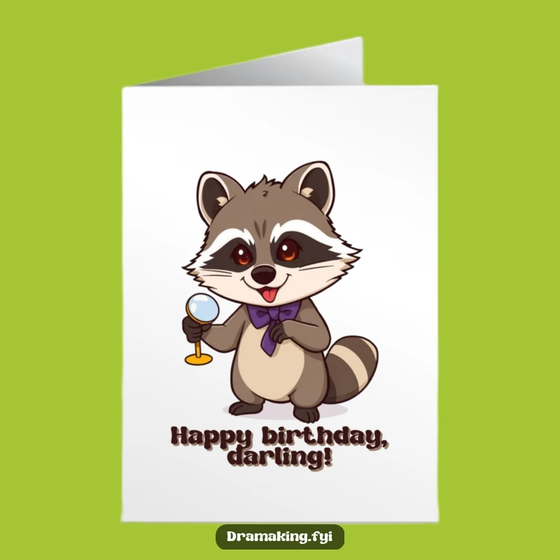 Free Printable Raccoon Birthday Card: Theatrical Funny Downloadable Gift