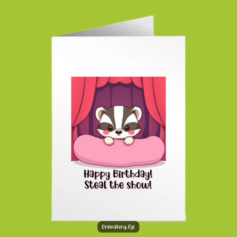 Free Printable Funny Shy Badger Birthday Card - Stage-Ready Downloadable Gift
