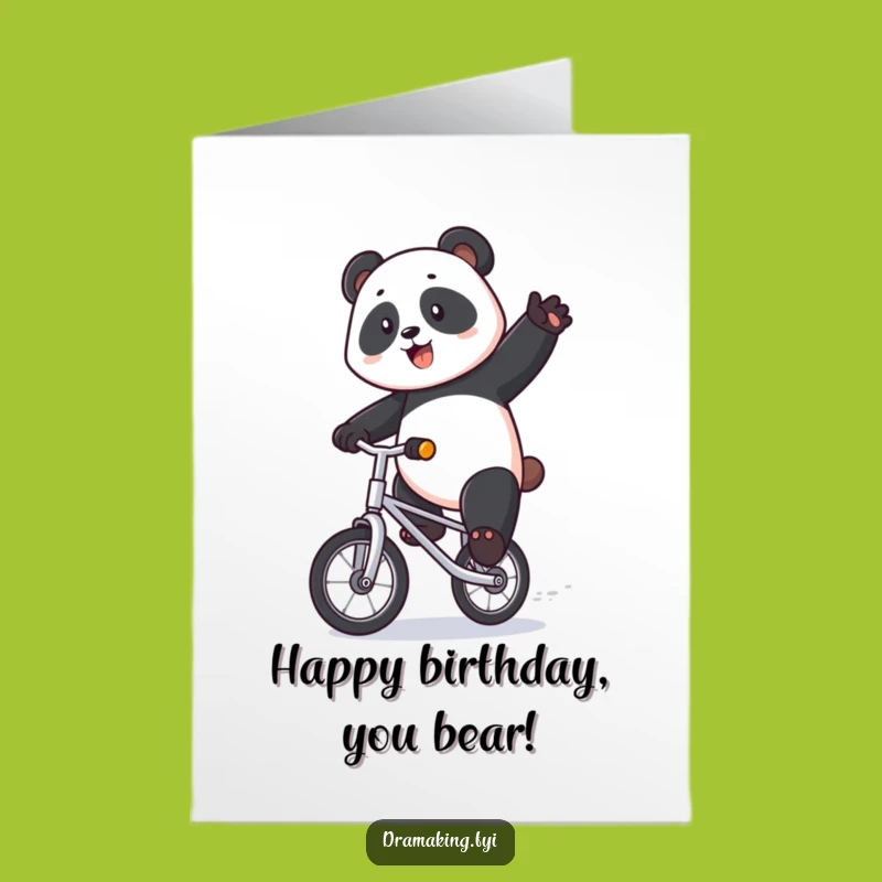 Free Printable Birthday Card: Panda Unicyclist - Funny Downloadable Gift