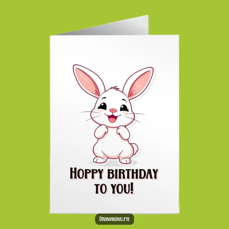 Free Printable Birthday Card: Dramatic Rabbit Pose Downloadable Gift for Fun