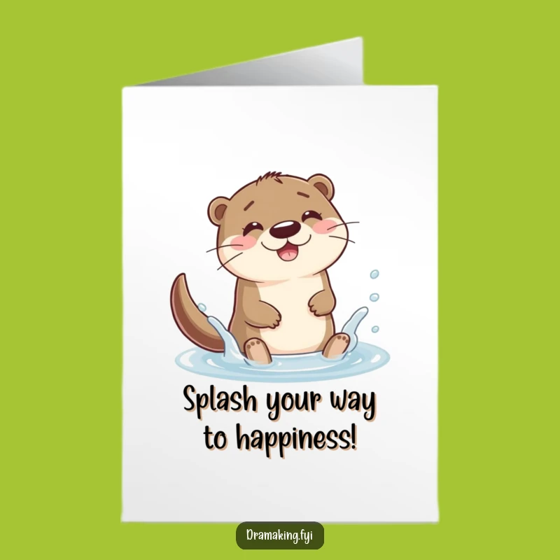 Free Printable Birthday Card: Happy Otter Splashing for a Joyful Celebration