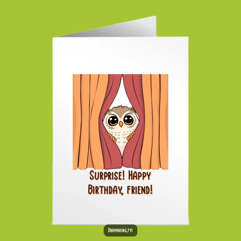 Free Printable Birthday Card: Shy Owl Peeking Funny Downloadable Gift