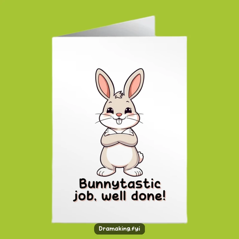 Free Printable Bunny Congrats Card: Dramatic Victory Pose!