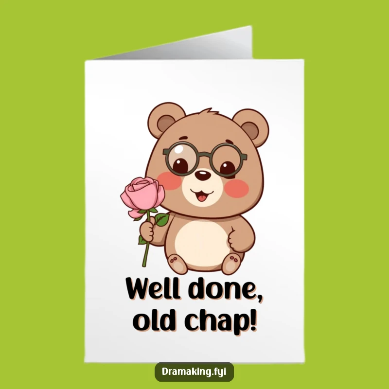 Free Printable Bear Congrats Card: Elegant Rose Gift Downloadable