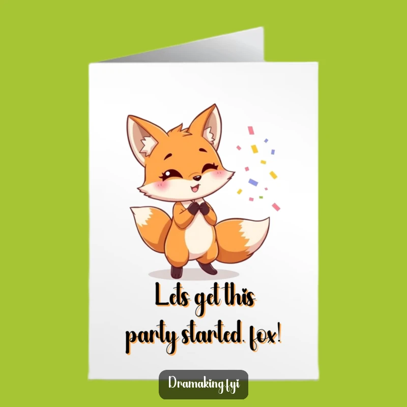 Free Printable Congrats Card: Fox Party Pose, Funny Achievement Downloadable Gift for a Star