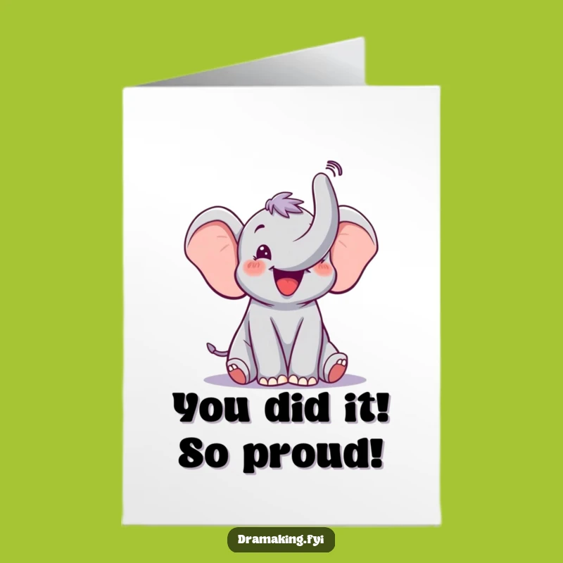 Free Printable Funny Elephant Trumpet Congrats Card - Joyful Downloadable Gift
