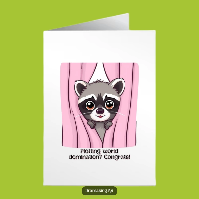 Free Printable Raccoon Congrats Card: Wide-Eyed Celebration Peek!
