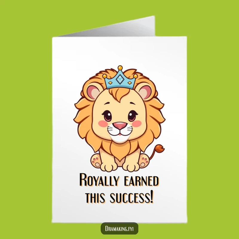 Free Printable Congrats Card: Regal Lion Cub Crown for Victorious Moments