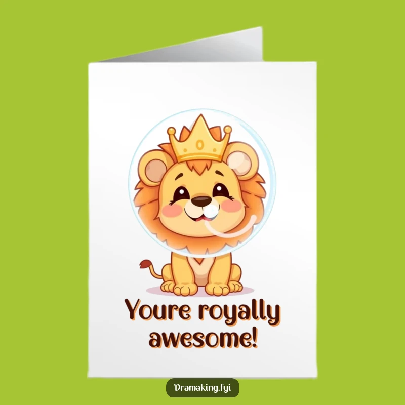 Free Printable Lion Cub Congrats Card: Regal Bubble Funny Downloadable Gift!