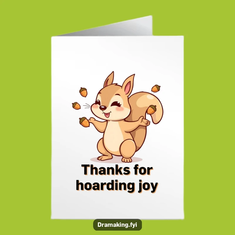 Free Printable Squirrel Thank You Card: Acorn Toss Funny Downloadable Gift!