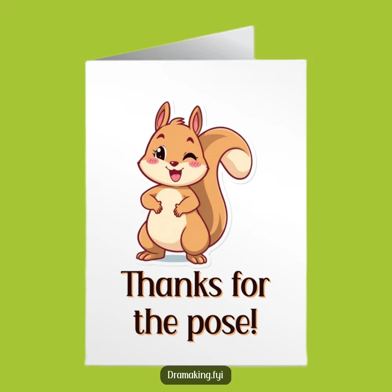 Free Printable Thank You Card: Cheerful Squirrel Pose - Funny Downloadable Gift