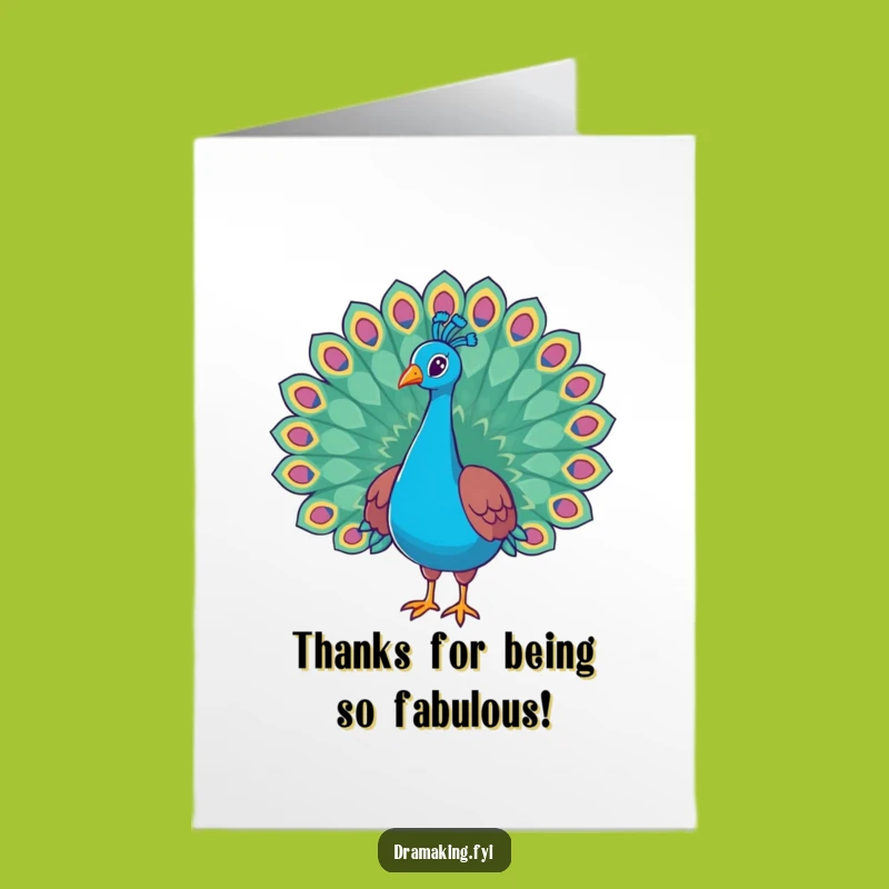Free Printable Thank You Card: Fabulous Peacock - Funny Downloadable Gift
