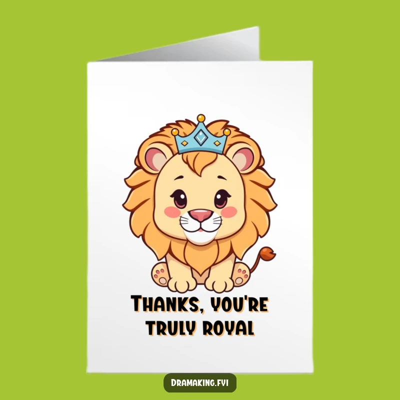 Free Printable Thank You Card: Lion Cub Crown Design for Grateful Thanks