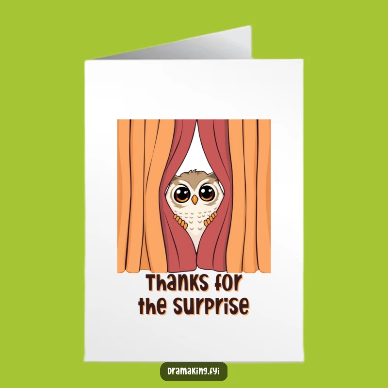 Free Printable Thank You Card: Shy Owl Peeking Funny Downloadable Gift