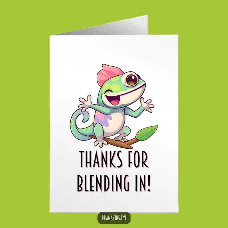 Free Printable Thank You Card: Chameleon Color Gratitude - Funny Downloadable Gift