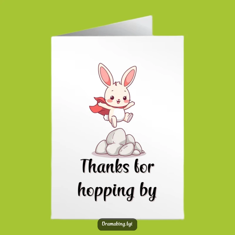 Free Printable Thank You Card: Superhero Bunny Leaping Funny Downloadable Gift