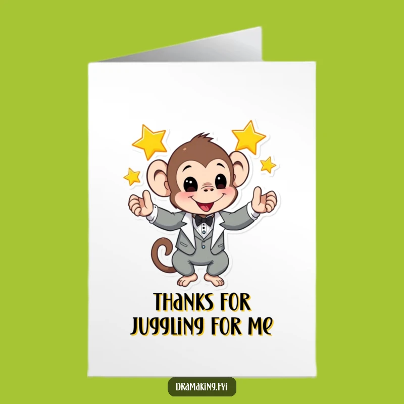 Free Printable Monkey Thank You Card: Tuxedo Juggler Stars