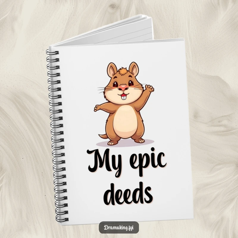 Funny Hero Capybara Notebook with a capybara striking a heroic, over-the-top pose under a spotlight, for funny note-taking.