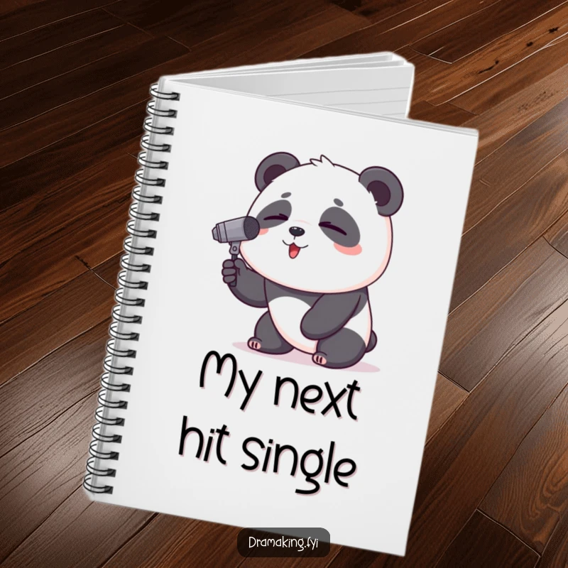 Funny Panda Notebook: Features a proud panda singing into a tiny microphone, perfect for jotting down funny lyrics.