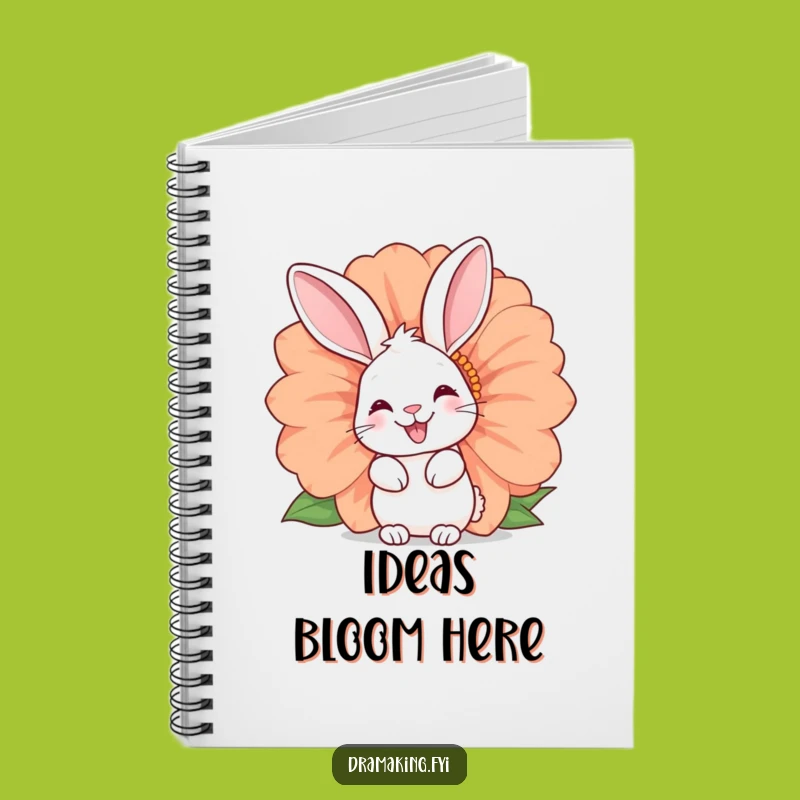 Funny Rabbit Notebook - Happy Bunny Flower Cover for Jotting Notes, Perfect Funny Gift