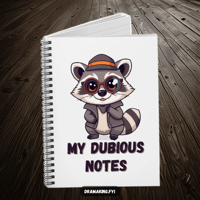 Funny Raccoon Detective Notebook: A mischievous raccoon wearing a monocle acts as a detective, perfect for jotting notes, a funny gift.