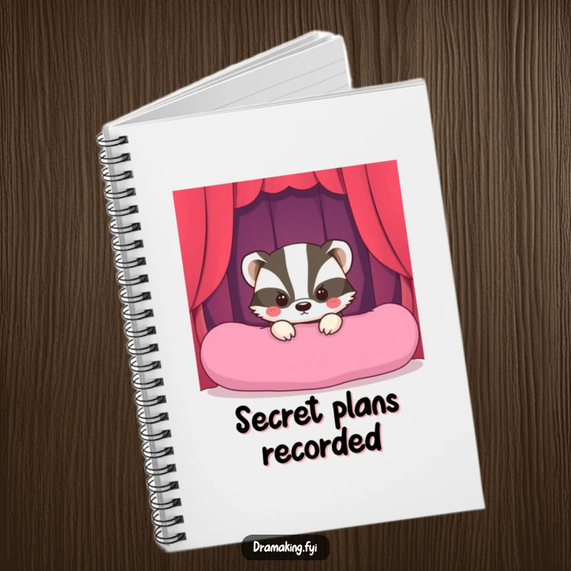 Funny Shy Badger Stage Notebook featuring a bashful badger peeking, perfect for jotting down ideas with humorous anticipation.