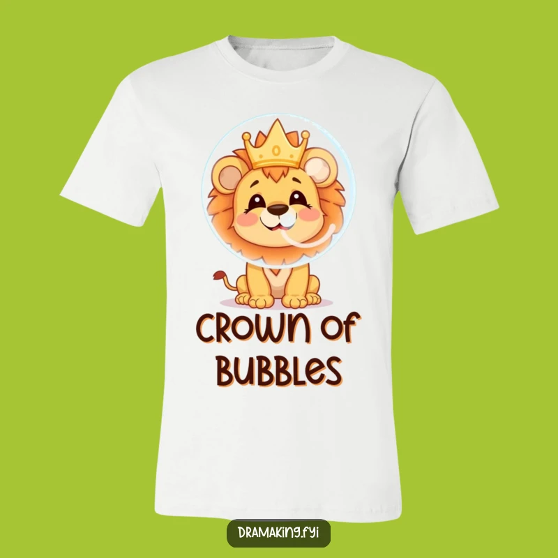 Funny Lion Cub Bubble T-Shirt: Cheerful Character Tee for Little Royals