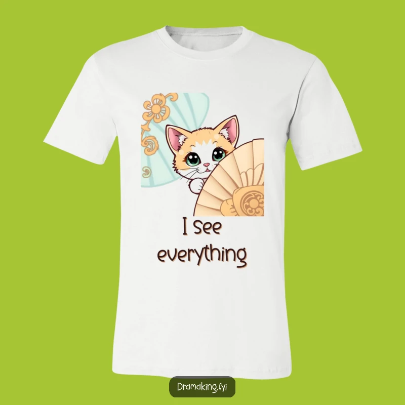 Funny Cat Peeking T-Shirt - Mysterious Kitty Graphic Tee