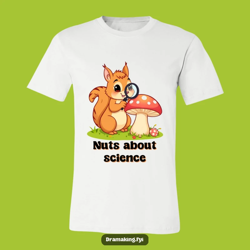 Funny Curious Squirrel T-Shirt: Mushroom Explorer Edition!