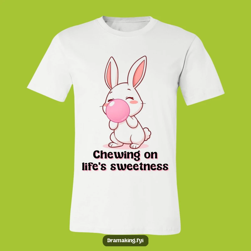 Funny Rabbit Blowing Bubblegum T-Shirt - A Joyful Graphic Tee for All Ages