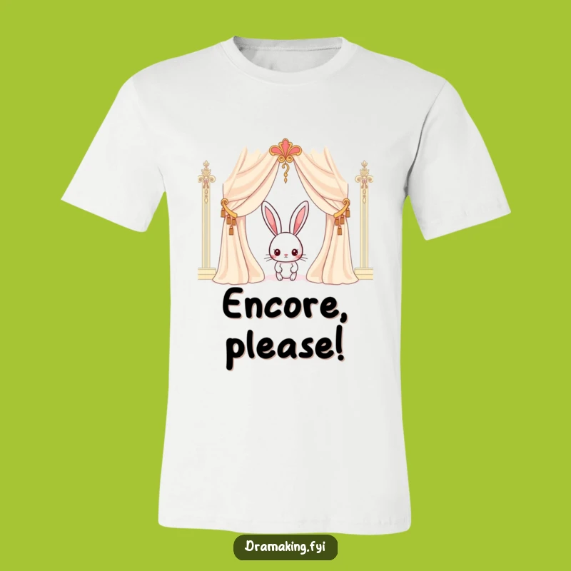 Funny Rabbit Curtain T-Shirt: Curious Character Tee for Your Debut