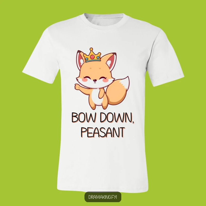 Funny Royal Fox T-Shirt: Dramatic Crowned Fox Pose for Epic Style