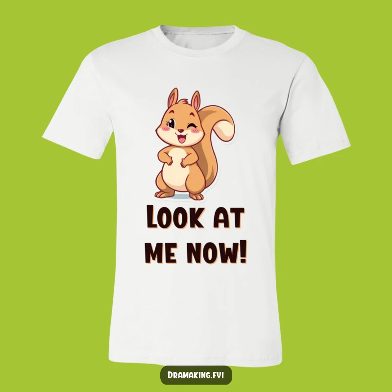 Funny Squirrel Pose T-Shirt: Cheerful Rodent Dramatic Expression Tee Gift