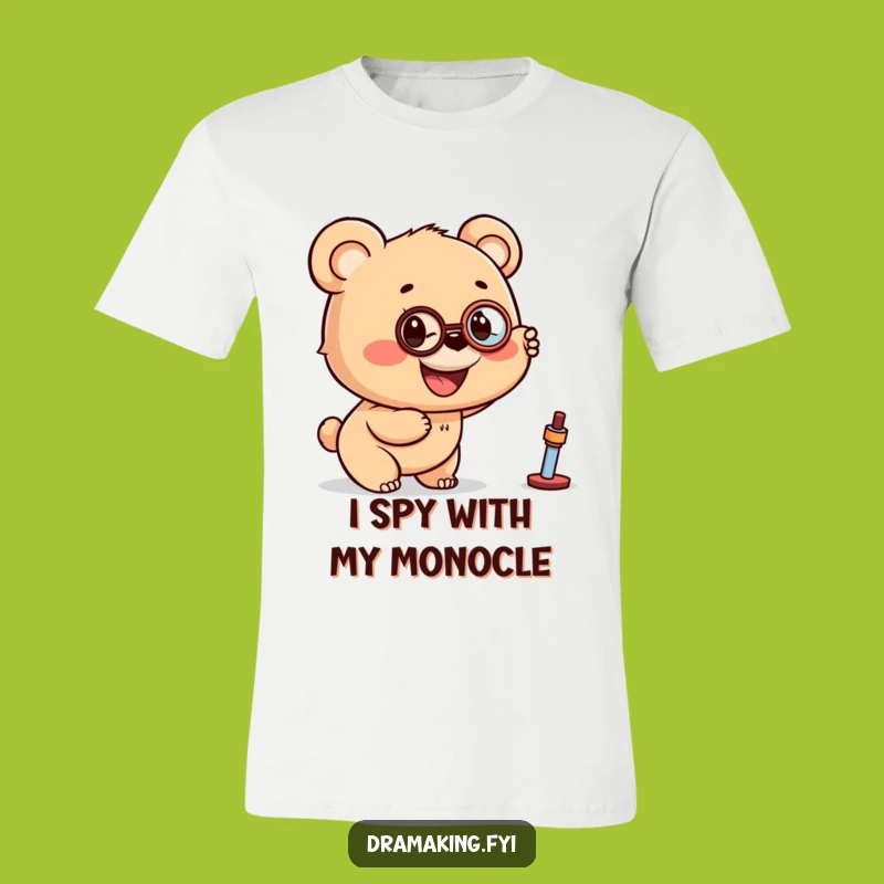 Funny Bear Cub Monocle T-Shirt - Dapper & Hilarious Explorer Tee