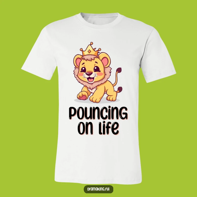 Funny Lion Cub Crown T-Shirt: Hilarious Pounce Play, Perfect Funny Gift!