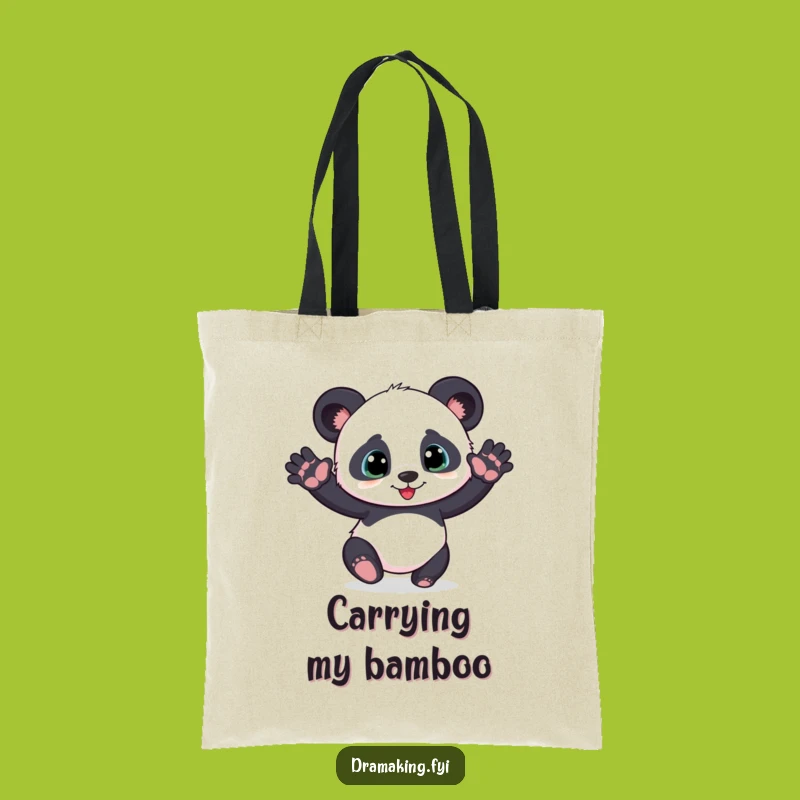 Funny Panda Cub Tote Bag - Hilarious Dramatic Pose Carryall for Everyday Playfulness