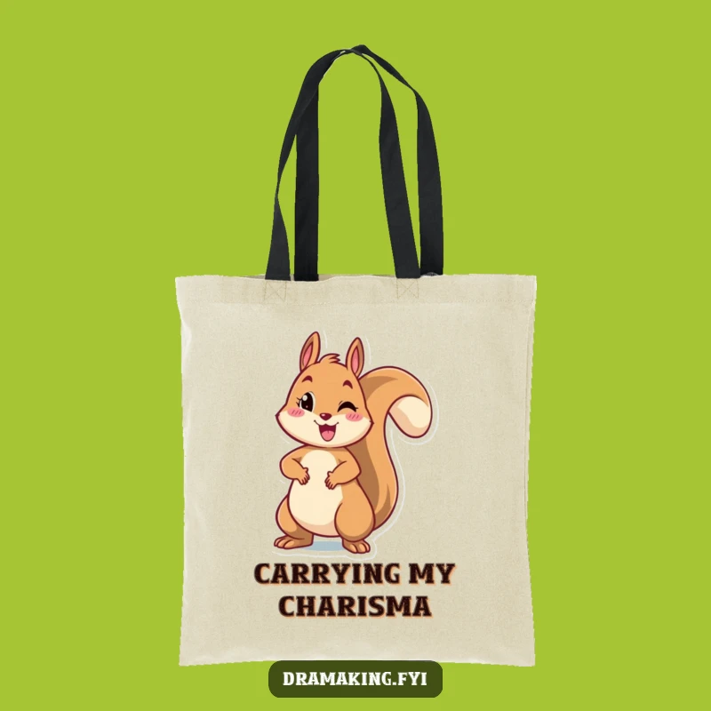 Funny Squirrel Pose Tote Bag: Cheerful Rodent Carry-All Dramatic Gift