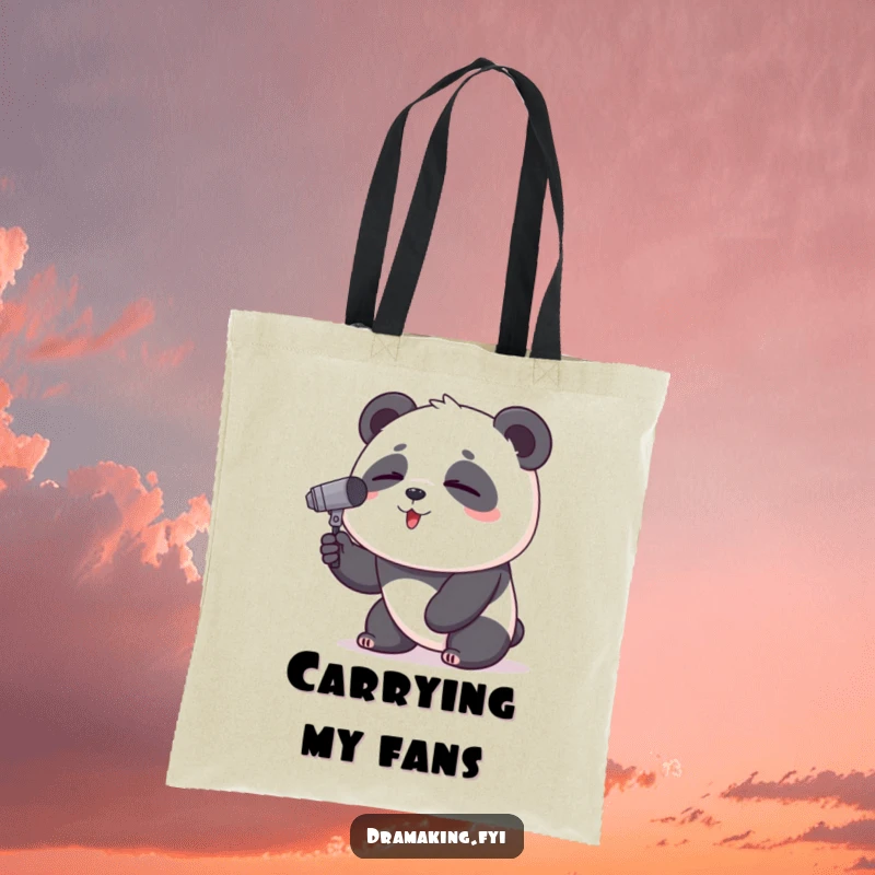 Funny Panda Tote Bag: Features a proud panda singing its heart out into a miniature microphone with eyes shut.