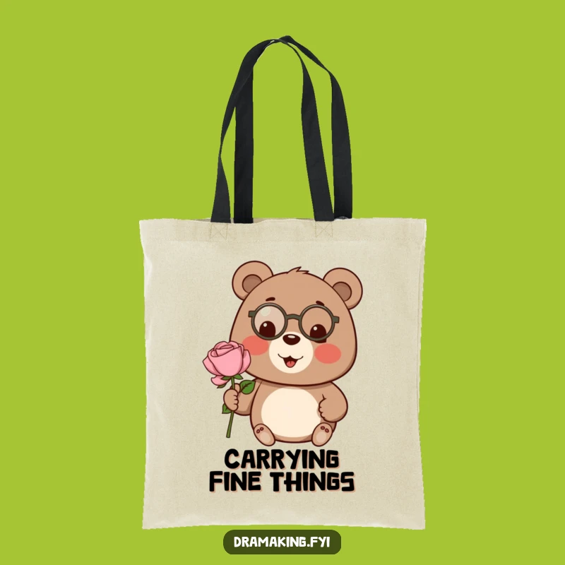 Funny Bear Monocle Tote Bag - Carry Your Elegance Gift!