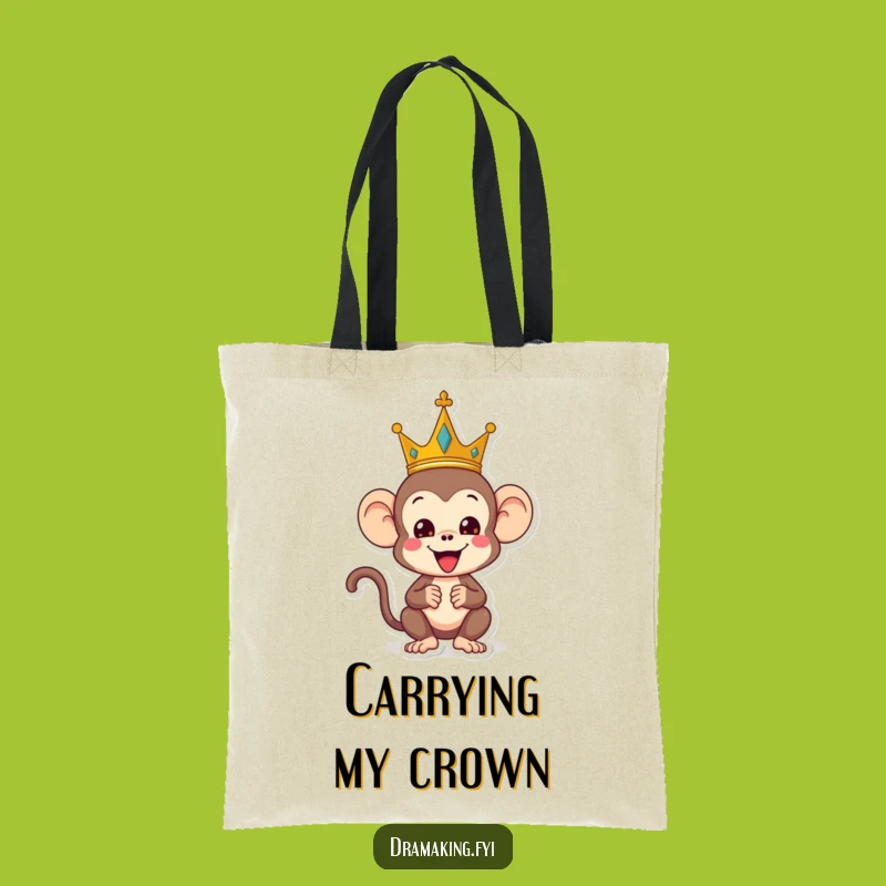 Funny Monkey King Tote Bag: Humorous Royal Design for Daily Errands