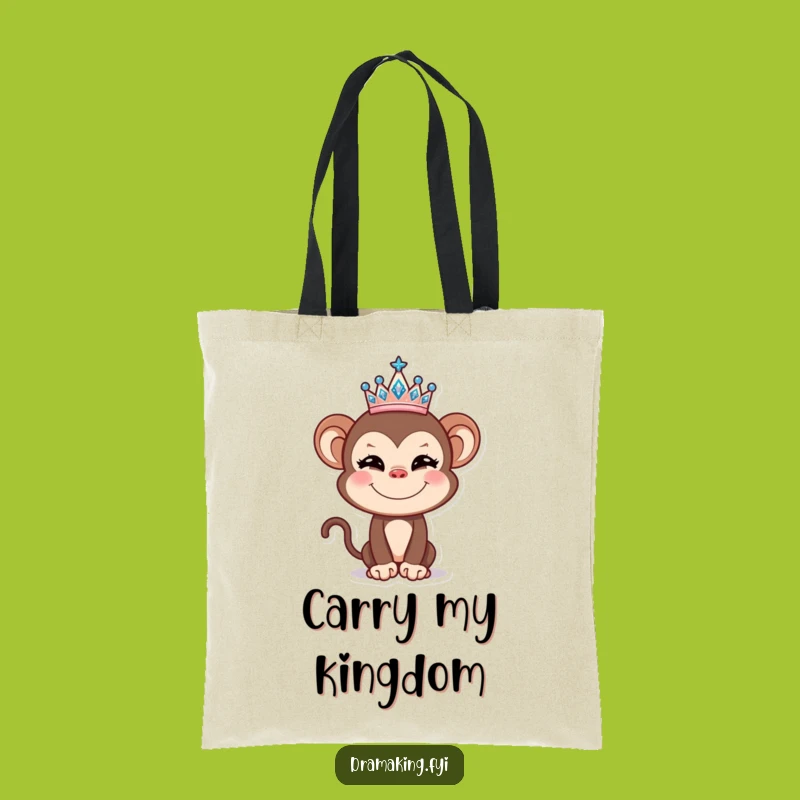 Funny Monkey Tiara Tote Bag: Carry Your Essentials with Hilarious Royal Sass